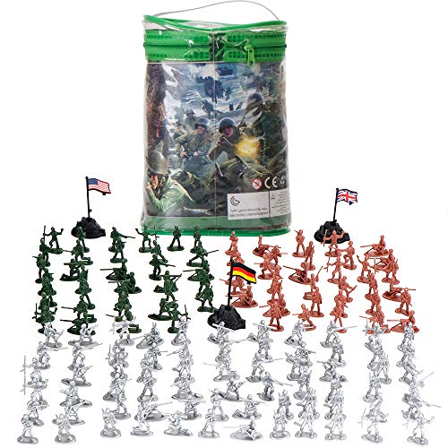 Veluoess 300 Pezzi Militare Figure di Soldati dell Esercito Giocattolo, Giocattolo Militare Soldato Playset Army Men Figure Accessori Kit con 3 Colori Regali per Bambini 3+