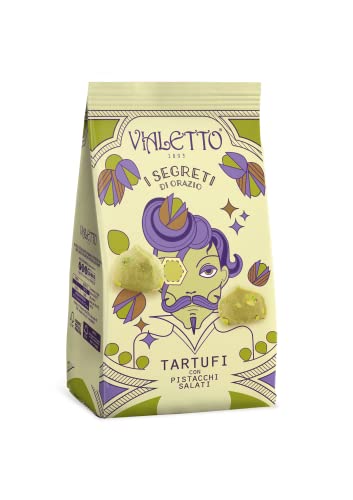 Vialetto I Segreti di Orazio | Tartufi al cioccolato bianco con granella di pistacchio salata | Confezione da 120 grammi