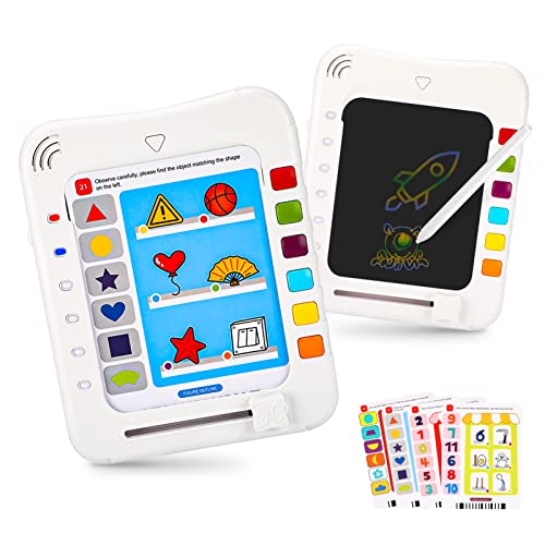 VicTop Giocattoli per bambini 2 in 1 LCD da disegno e tablet per l apprendimento con 60 carte logiche di addestramento per bambini, giocattoli da gioco coordinati di 3-6 anni