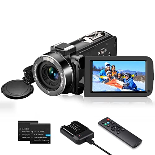 Videocamera 1080P, Full HD 30FPS 36 MP Vlogging Camera IR Night Vision per YouTube, 3.0  IPS 270°Rotatable Schermo Tattile, Macchina fotografica digitale con zoom 16X con telecomando e 2 batterie