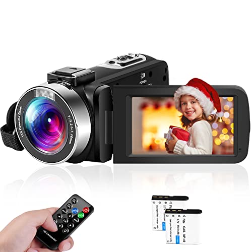 Videocamera 18X Zoom 1080P HD Camcorder 30FPS Webcam Videocamera Digitale LED Luce Di Riempimento, Vlogging Camera per Youtube 3.0 IPS Schermo Video Camera con Due 1500mAh Batterie e Telecomando