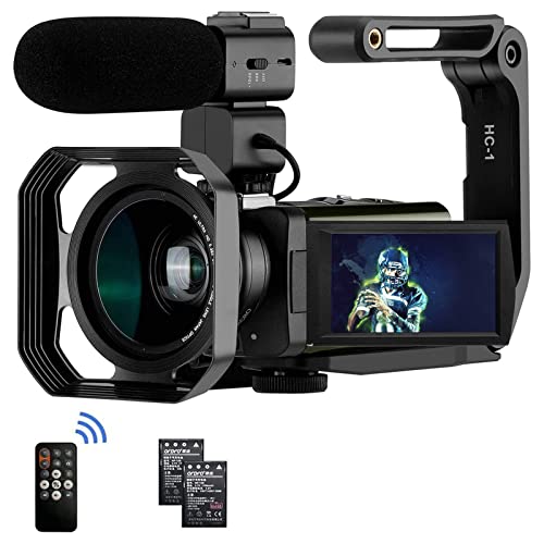 Videocamera 4K ORDRO AX65 professionale Livestream con zoom ottico 12x 1080P 60FPS 4K HD Videocamera con microfono, obiettivo grandangolare, supporto per mano