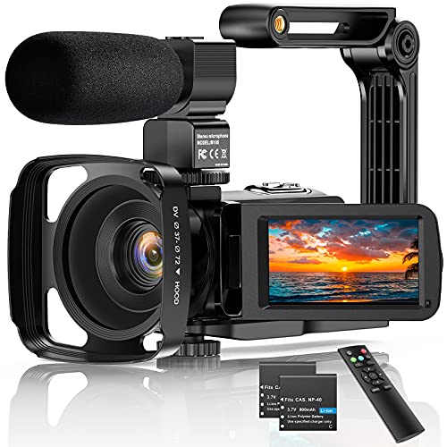 Videocamera Digitale Ultra HD 2.7K UHD 36MP per vlogging per Youtube IR Night Vision 3.0 LCD Touch Screen 16X zoom digitale con registratore palmare stabilizzatore per microfono, 2 batterie