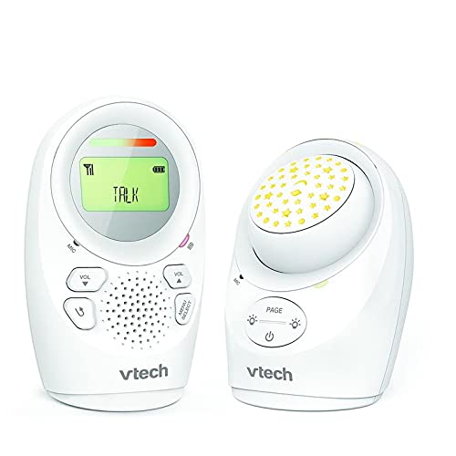 VTech DM1212 Audio Baby Monitor, Copertura fino a 460 m, Batteria fino a 8 Ore, Luce Notturna a Proiezione, Ninne Nanne, Bidirezionale, Avvisi Sonori, Trasmissione Sicura, Bianco