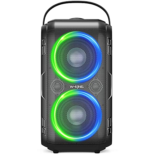 W-KING Cassa Bluetooth Potente, 80W Super Bass Altoparlanti Wireless Portatile con Enormi da 105dB suono, Luci a colori misti, 24 ore, Bluetooth 5.0, AUX, Carta TF, EQ, Chiavetta USB per feste