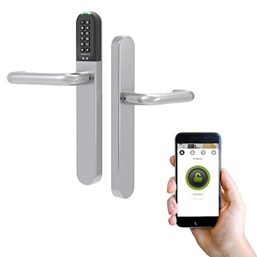 WAFERLOCK Smart Lock L701, serratura della maniglia della porta con ingresso senza chiave tramite controllo app, chiave magnetica, passcode. Bluetooth abilitato, impermeabile Nero