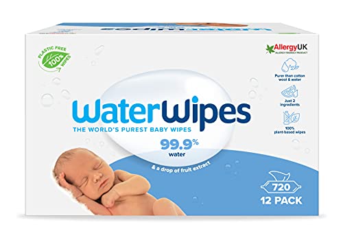 WaterWipes Original Salviette Umidificate per Neonati Biodegradabili, 99,9% di Acqua e Inodore per Pelli Delicate, 720 Unità (Confezione da 12)