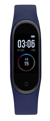 WATX Smartwatch con display touch screen a colori, smartwatch con contapassi, contatore calorie, frequenza cardiaca, pressione sanguigna e termometro, braccialetto fitness e sport (blu)