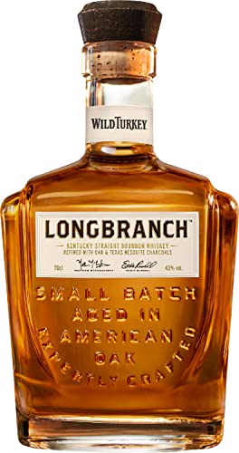 Wild Turkey - Longbranch: Whiskey Bourbon Americano, Leggermente Affumicato Grazie al Doppio Filtraggio con Carbone, Invecchiato 8 anni, 43% Vol, Bottiglia in Vetro da 700ml