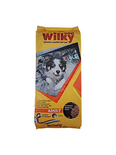 Wilky Dog Adult, crocchette cani 20 Kg offerte, alimento secco bilanciato per cani adulti di tutte le razze e taglie. Prodotto Made in Italy con ingredienti scelti