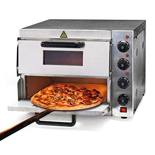 Wiltec Forno per Pizza a Due Livelli in Acciaio Inox, 3000W, 350°C Fornetto Elettrico