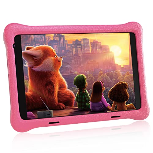 XCX Tablet Per Bambini 8 Pollici Android 11 kids Tablet, Schermo 1280x800 IPS, Quad-Core 2GB+32GB, Wifi, Bluetooth, KIDOZ Preinstallato, Tablet Bambini Con Custodia (Rosa)