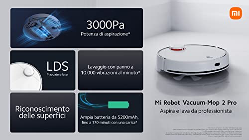 Xiaomi Mi Robot Vacuum-Mop 2 Pro, Robot Aspirapolvere e Lavapavimen...