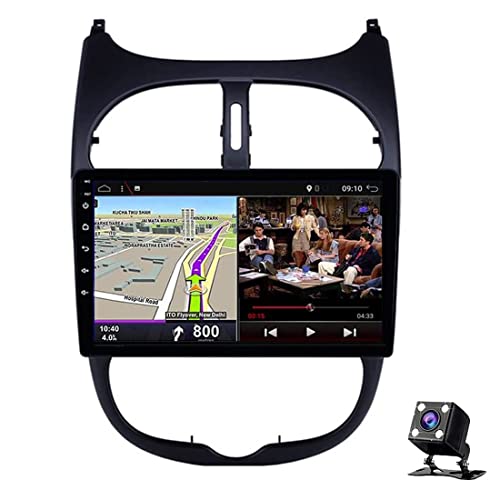 XMZWD Navigatore Satellitare per Auto, Sistema di Navigazione GPS 9 Pollici per Peugeot 206 2000-2016, con Avvisi Autovelox Carplay Assistenza Corsia Controllo del Volante FM Bluetooth