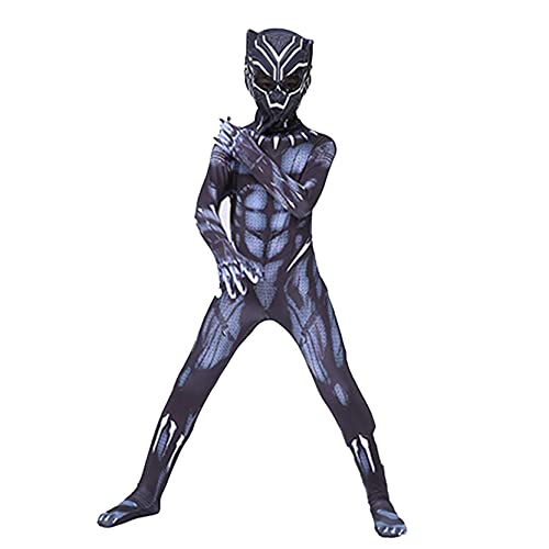 Xyh723 Bambini Black Panther Fancy Dress Costume Cosplay Supereroe Outfit Carnival Halloween Tight Adult Ruolo Gioco da Gioco Tuta Tema Partito Onesies,Black-XS 120CM