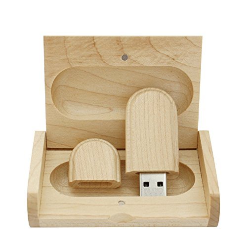 Yaxiny, chiavetta USB 2.0, in legno di acero, con scatola di legno