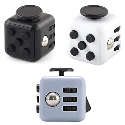 Yeefunjoy 3 pezzi Fidget Cube Anti Stess Cubi giocattolo antistress per la polvere di stress per tutte le età in nero, piccolo regalo per uomini, donne e bambini