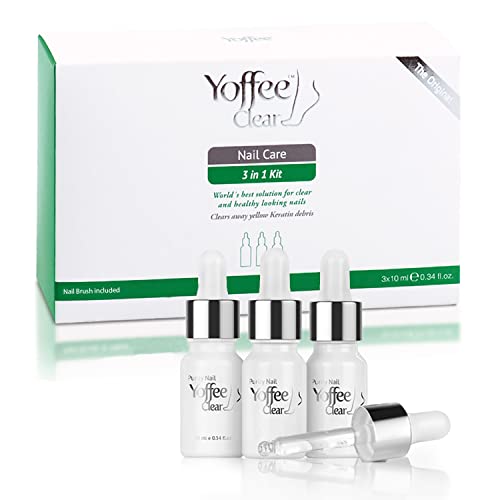 Yoffee Clear - Nail Care - Kit 3 in 1 - Trattamento di alta qualità per i Funghi delle Unghie - Con olio biologico di Argan, Tea Tree e Rosmarino - Antibatterico e Antisettico  3x10ml - Made in Spain
