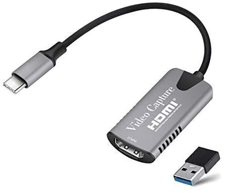 Zhongkaifa Scheda di acquisizione video da HDMI a Type-C, Drive gratuito 4K 1080P Type-C HDMI a USB-C, Convertitore portatile per la registrazione di giochi Trasmissioni in diretta