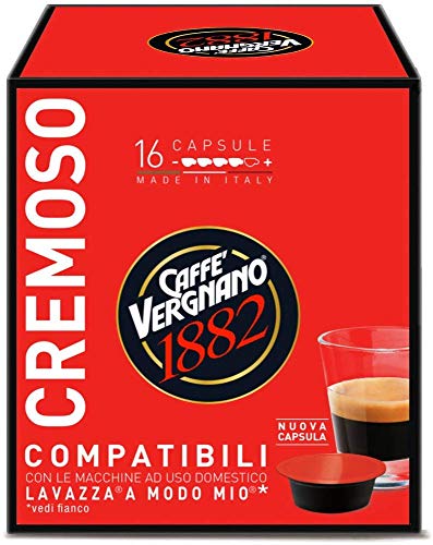 128 Capsule Caffè Vergnano Cremoso Compatibili Lavazza A Modo Mio - 8 confezioni da 16 capsule