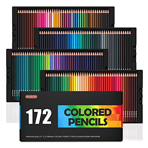 172 Matite Colorate Professionali,Shuttle Art SoftCore Set Colori a Matita Con Grafico Nomi Colori, Ideale Per Artisti Bambini Adulti per Colorare, disegnare, Scarabocchiare, Materiale Scolastico