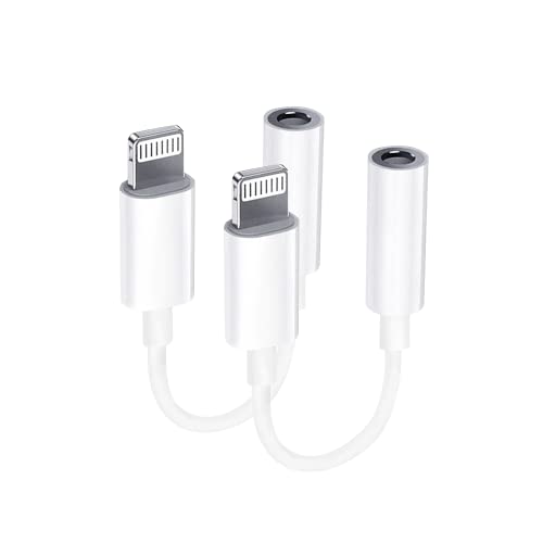 [2 PACK]Adattatore da Lightning a jack da 3,5 mm Certificazione MFI Adattatore per cuffie per iPhone Sdoppiatore per cavo audio AUX Compatibile con iPhone 13 12 11 XS XS Max per tutti i sistemi iOS