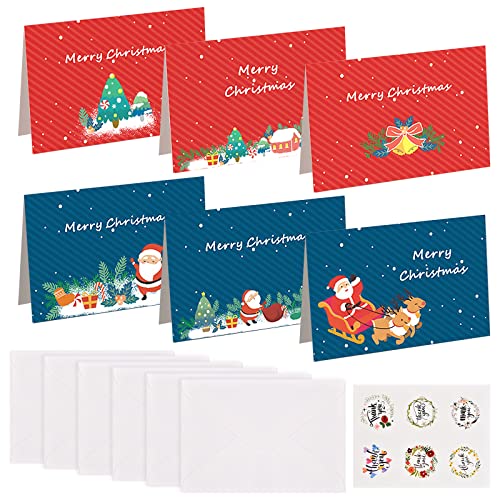 6Pcs Cartoline di Natale Biglietti di Natale con 6 Buste e 6 Adesiv...