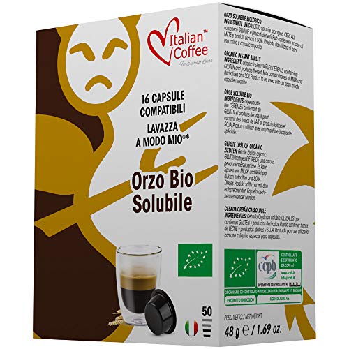 96 Capsule di orzo solubile biologico Italian Coffee compatibili Lavazza A Modo Mio*