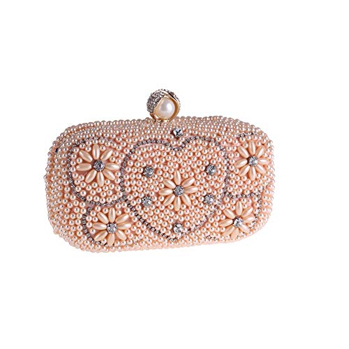 A forma di cuore catena Borse-multifunzionale estraibile sacchetto del pranzo, champagne d annata perla-come Banquet frizione delle donne, 19x7x9.5cm borsa a tracolla
