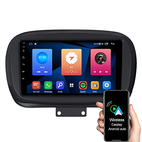 ACAVICA 9 Pollici Autoradio con Wireless Carplay Android Auto per Fiat 500X 2015-2020 2+32GB In-dash Car Radio Navigatore GPS Stereo Bluetooth Comandi al Volante