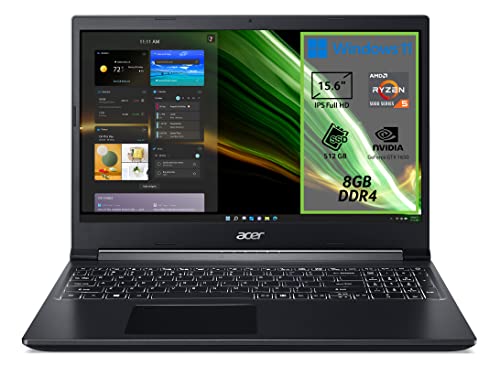 Acer Aspire 7 A715-42G-R3T1 Notebook Gaming, Processore AMD Ryzen 5 5500U, RAM 8 GB DDR4, 512 GB PCIe NVMe SSD, Display 15.6  FHD IPS 60 Hz LCD, NVIDIA GeForce GTX 1650 4 GB, Windows 11 Home
