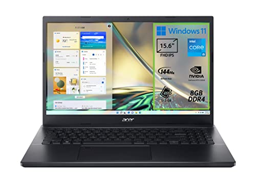Acer Aspire 7 A715-51G-52MV Notebook Gaming, Processore Intel Core i5-1240P, RAM 8 GB DDR4, 512 GB PCIe NVMe SSD, Display 15.6  FHD IPS 144 Hz LCD, NVIDIA GeForce RTX 3050 4 GB, Windows 11 Home
