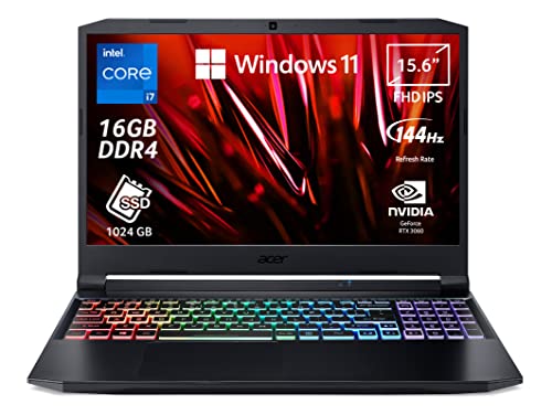 Acer Nitro 5 An515-57-70Mt Notebook Gaming, Processore Intel Core I7-11800H, Display 15.6  Fhd Ips 144 Hz Led Lcd, Nvidia Geforce Rtx 3060 6 Gb, Windows 11 Home, Nero, ‎25.5 x 36.34 x 2.39 cm; 2.2 Kg