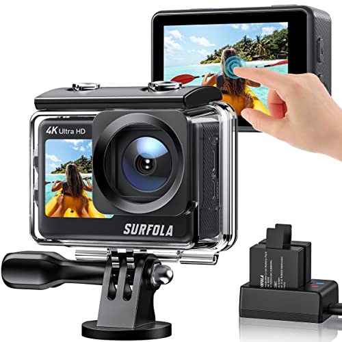 Action Cam 4K 60fps 24MP Dual Screen WiFi EIS Anti-shake, Vlog Cam 8X Zoom Touch Screen Fotocamera Subacquea Impermeabile con Telecomando, Kit Accessori Casco