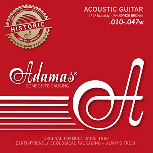 Adamas .010-.047 - Set di corde per chitarra acustica Historic Reissue Phosphor Bronze, in ottone massiccio