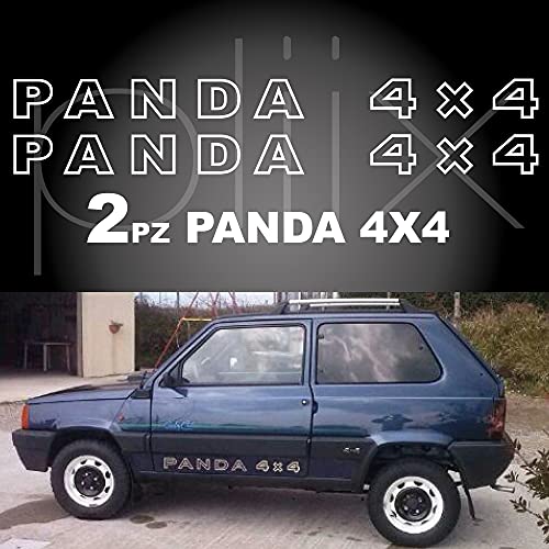 Adesivi Panda 4x4 Stickers Tuning Logo Fiat Stemma Sisley Fuoristrada (Bianco)
