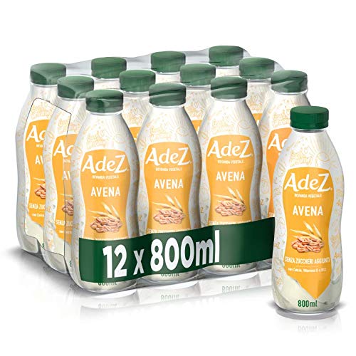AdeZ Avena – 12 Bottiglie da 800ml, Bevanda Vegetale all’Avena, Contiene Naturalmente Zuccheri, con Calcio e Vitamine D e B12