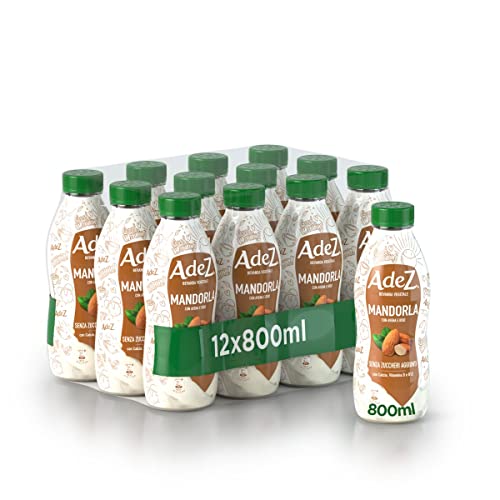 AdeZ Mandorla – 12 Bottiglie da 800ml, Bevanda Vegetale alla Mandorla con Avena e Riso, Contiene Naturalmente Zuccheri, con Calcio e Vitamine D e B12