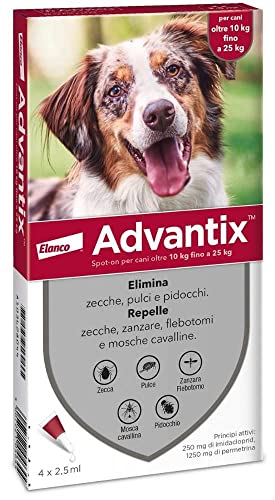 Advantix Spot-on antiparassitario per Cani da 10 Kg a 25 Kg, 4 pi...