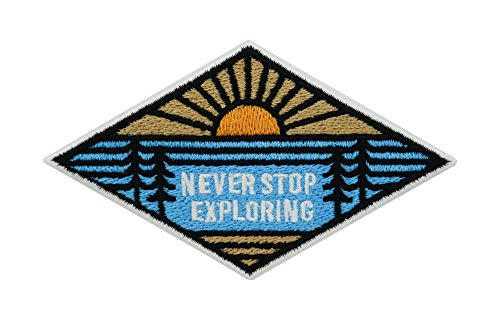 Adventure Collection: Never Stop Exploring - Toppa termoadesiva con sole e alberi, per escursioni all aperto, toppe da stiro, toppe adatte anche per zaini Finally Home