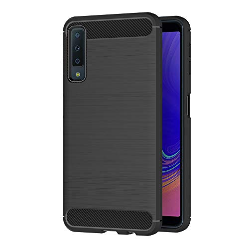 AICEK Cover Compatible Samsung Galaxy A7 2018, Nero Custodia Samsung A7 2018 Silicone Molle Black Cover per Galaxy A7 2018 Soft TPU Case (A750 6.0 Pollici)