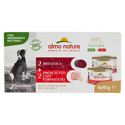 Almo Nature Almo Nature Hfc Natural Made In Italy Multipack. 4 X 95g. 2x Bresaola; 2x Prosciutto & Formaggio. Cibo naturale umido per cani adulti - Prodotto in Italia