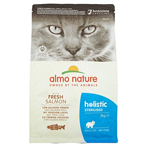 Almo Nature Holistic Sterilised con Carne Fresca - Cibo secco completo per gatti adulti con Salmone Fresco. Sacchetto da 2 Kg