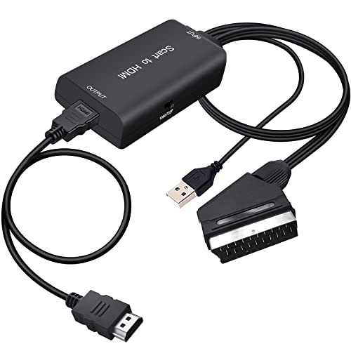 AMANKA Convertitore da Scart a HDMI, Cavo Adattatore Scart ad HDMI Con Commutazione Uscita Full HD 720P 1080P e cavo hdmi e cavo USB di per Blu-ray SKY Lettore DVD PS3 HD TV 181cm di Lunghezza
