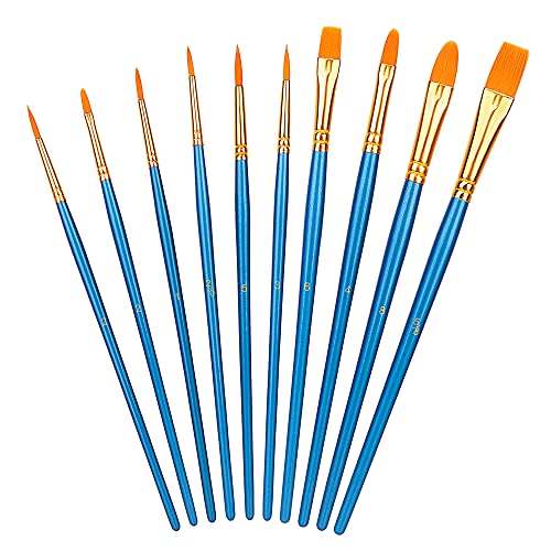Amazon Basics - Set di pennelli per dipingere, 10 diverse misure, per artisti, adulti e bambini