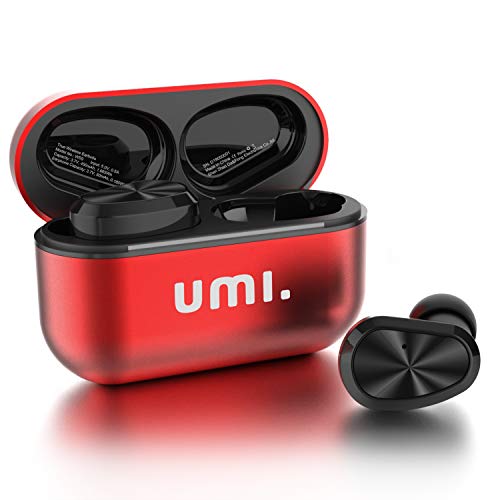 Amazon Brand - Umi W5s Cuffie Bluetooth 5.2 True Wireless Stereo Auricolari Bluetooth per iPhone Samsung Huawei con Custodia Smart di Ricarica brevettata in Metallo(Rosso)