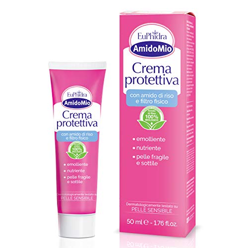 Amido Mio Crema Protettiva - Amido di Riso e Filtro UVB, Protegge la Pelle Fragile e Delicata - 50 ml