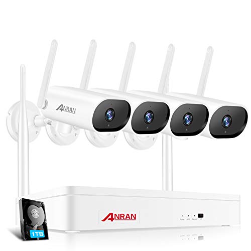 ANRAN Kit Videosorveglianza WiFi Esterno 3MP, Sistema di Telecamera di Sorveglianza Rotanti di Sicurezza Esterno Senza Fili con 8CH 1TB NVR e 4X 3MP Telecamera IP Audio, Impermeabile, Visione Notturna