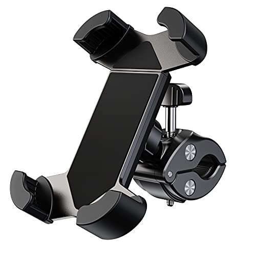 APMIEK Supporto Telefono Bicicletta, Metallico Supporto Cellulare Moto, Anti Vibrazione con Rotazione a 360°Universale Porta Cellulare Bici per Tutti Gli Smartphone da 4,7-7 , per Manubrio 18-32mm