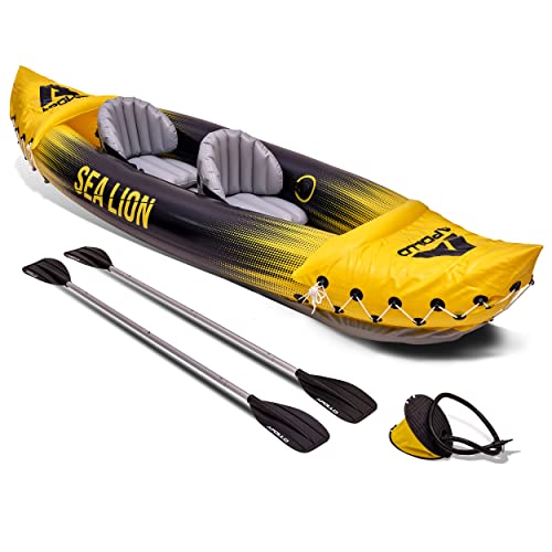 Apollo Kayak Sea Lion | Kayak Gonfiabile 2 Posti, Super Capiente 312 x 91 x 51 cm | Canoa Gonfiabile Stabile e Leggera | Kayak Gonfiabile Comodo e Maneggevole 2 Persone | Set Completo Pronto all Uso